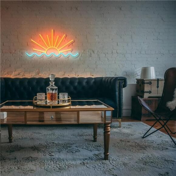 Sunrise Sunset Neon Sign Sun Wave LED Light Wall Decor Bedroom Party Bar Beach - Picture 6 of 7